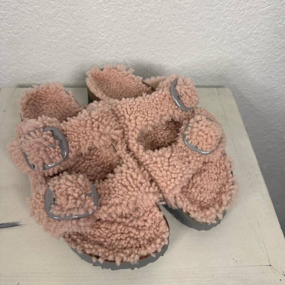 NIB Birkenstock Arizona Big Buckle Papillio Teddy Crystal Rose Casual Balletcore